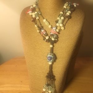 Glass Bead Beach Inspired Necklace with seagulls